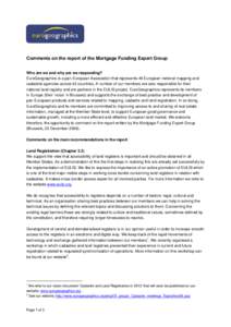 Reply to the consultation on the reports of Mortgage Funding Expert Group (MFEG) & Mortgage Industry and Consumer Dialogue (MI