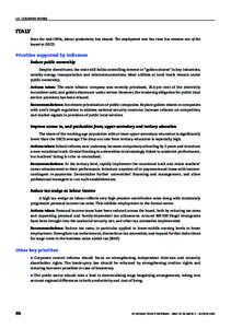 I.3. COUNTRY NOTES  ITALY Since the mid-1990s, labour productivity has slowed. The employment rate has risen but remains one of the lowest in OECD.