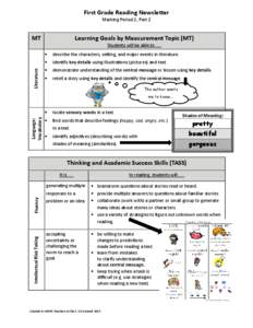 First Grade Reading Newsletter Marking Period 2, Part 2 Learning Goals by Measurement Topic (MT)  MT