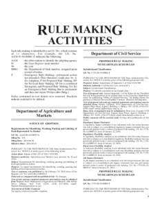RULE MAKING ACTIVITIES Each rule making is identified by an I.D. No., which consists of 13 characters. For example, the I.D. No. AAM[removed]E indicates the following: