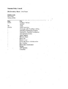 Domestic Policy Council File Inventory Sheet: Carol Rasco Subject Files Box #7452 NARA #5298 Date: .