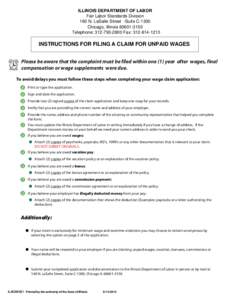 ILLINOIS DEPARTMENT OF LABOR Fair Labor Standards Division 160 N. LaSalle Street -Suite C-1300 Chicago, Illinois[removed]Telephone: [removed]Fax: [removed]