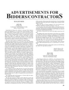 ADVERTISEMENTS FOR  BIDDERS/CONTRACTORS SEALED BIDS REPAIR CHAIR LIFT