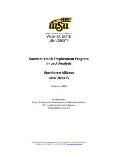 Summer Youth Employment Program  Impact Analysis     Workforce Alliance  Local Area IV   