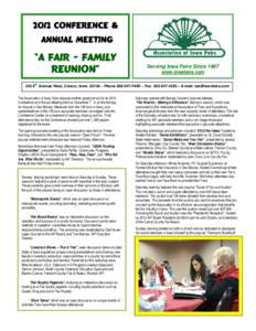 2012 CONFERENCE & ANNUAL MEETING “A FAIR - FAMILY REUNION”