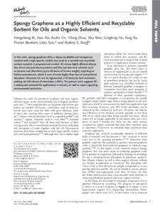 Spongy Graphene as a Highly Efficient and Recyclable Sorbent for Oils and Organic Solvents