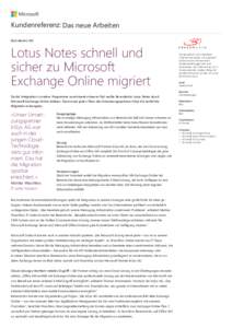 Kundenreferenz: Das neue Arbeiten Berendsohn AG Lotus Notes schnell und sicher zu Microsoft Exchange Online migriert