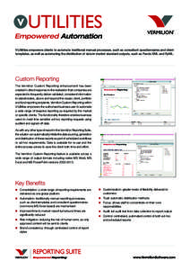 V:Utilities empowers clients to automate traditional manual processes, such as consultant questionnaires and client templates, as well as automating the distribution of data in market standard outputs, such as Funds XML 