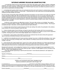 PARTICIPANT AGREEMENT, RELEASE AND ASSUMPTION OF RISK In consideration of the services of Liquid Adventures Kayak School, their agents, owners, ofﬁcers, volunteers, participants, employees, and all other persons or ent