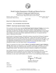 North Carolina Department of Health and Human Services Division of Aging and Adult Services 2405 Mail Service Center • Raleigh, North Carolina[removed]Courier[removed]Phone[removed]Fax[removed]Michael F. 