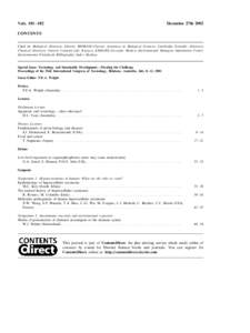 Vols. 181–182  December 27th 2002 CONTENTS Cited in: Biological Abstracts; Else6ier BIOBASE/Current Awareness in Biological Sciences; Cambridge Scientific Abstracts;