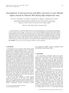 395  Tribology Letters, Vol. 18, No. 3, March 2005 ([removed]DOI: [removed]s11249[removed]Investigations of microstructures and defect structures in wear aﬀected