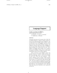 TUGboat, Volume[removed]), No[removed]Language Support Cyrillic encodings for LATEX 2ε
