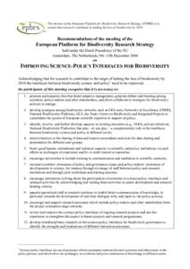 Biodiversity / Environmental science / Millennium Development Goals / Framework Programmes for Research and Technological Development / Adaptive management / International Mechanism of Scientific Expertise on Biodiversity / National Biodiversity Centre / Environment / Earth / Sustainability