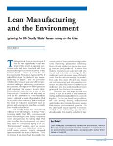 Lean Manufacturing and the Environment: Ignoring the 8th Deadly Waste Leaves Money on the Table