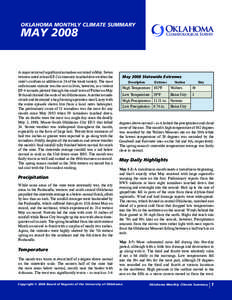 OKLAHOMA MONTHLY CLIMATE SUMMARY  Oklahoma Climatological Survey  MAY 2008