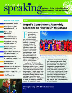 Bulletin of the United Nations Department of Political Affairs SUMMER–FALL 2008 INSIDE THIS ISSUE