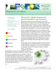 Cleantech en-vision The quarterly newsletter of Cambridge Cleantech In this issue… 1