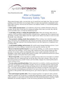 Microsoft Word - After a Disaster; Recovery Safety Tips
