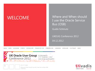 WELCOME  Where and When should I use the Oracle Service Bus (OSB) Guido Schmutz 