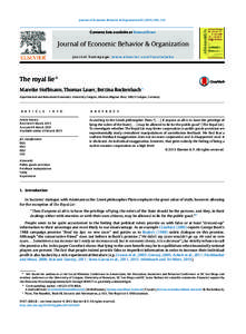 Journal of Economic Behavior & Organization[removed]–313  Contents lists available at ScienceDirect Journal of Economic Behavior & Organization journal homepage: www.elsevier.com/locate/jebo