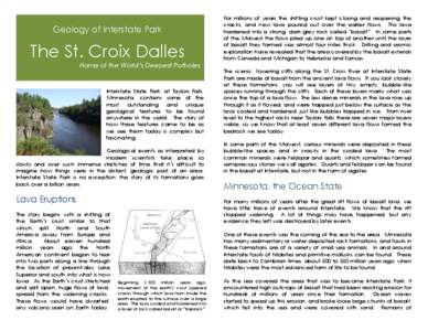 Geology of Interstate Park  The St. Croix Dalles Home of the World’s Deepest Potholes  Interstate State Park, at Taylors Falls,
