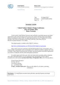 Date: Reference: Page 1 of 28 August 2014 CAS/UN/ADP[removed]