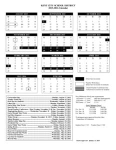 KENT CITY SCHOOL DISTRICTCalendar AUGUST 2015 SEPTEMBER 2015