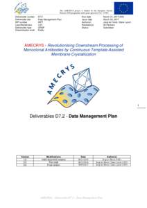 DeliverableData Management Plan