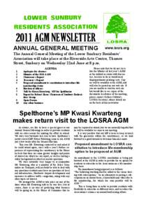 2011 AGM NEWSLETTER ANNUAL GENERAL MEETING