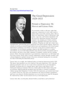 Excerpt from: http://mises.org/rothbard/agd/chapter7.asp The Great Depression: [removed]Prelude to Depression: Mr.