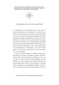 Teaching Plato in Palestine: Philosophy in a Divided World - Chapter 1
