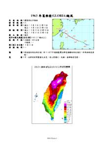 1963 年 葛樂禮(GLORIA)颱 颱風 葛樂禮 生 成 地 點：關島西北方海面 發 布 報 數：15