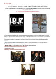 New York Launch of -the Luxury Strategy-