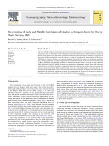 Preservation of early and Middle Cambrian soft-bodied arthropods from the Pioche Shale, Nevada, USA