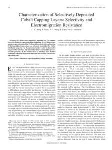 728  IEEE ELECTRON DEVICE LETTERS, VOL. 31, NO. 7, JULY 2010 Characterization of Selectively Deposited Cobalt Capping Layers: Selectivity and