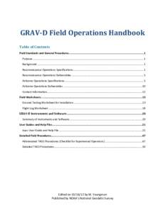 GRAV-D Field Operations Handbook Table of Contents Field Standards and General Procedures .............................................................................................1 Purpose ...........................