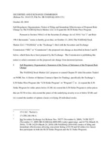 Notice of Filing and Immediate Effectiveness of Proposed Rule Change by The NASDAQ Stock Market, LLC to Expand the $0.50 Strike Price Program