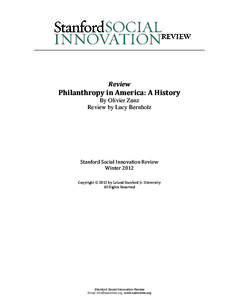 Review  Philanthropy in America: A History By Olivier Zunz Review by Lucy Bernholz