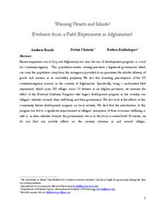 Winning Hearts and Minds? Evidence from a Field Experiment in Afghanistan1 Andrew Beath !