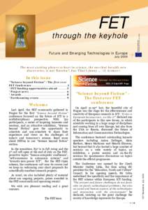 FET  through the keyhole Future and Emerging Technologies in Europe July 2009