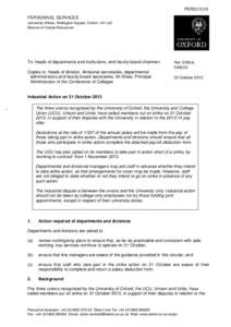 PERS[removed]PERSONNEL SERVICES University Offices, Wellington Square, Oxford OX1 2JD Director of Human Resources  To: heads of departments and institutions, and faculty board chairmen