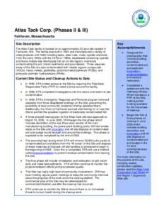 Atlas Tack Corp. (Phases II & III) Superfund Site Factsheet