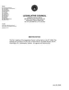 Members Sen. David Long, Chairperson Rep. B. Patrick Bauer, Vice-Chairperson Sen. James Merritt Sen. Connie Lawson Sen. Brandt Hershman