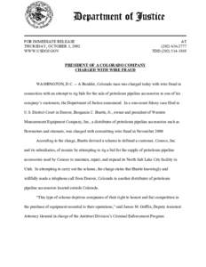 FOR IMMEDIATE RELEASE THURSDAY, OCTOBER 3, 2002 WWW.USDOJ.GOV AT[removed]