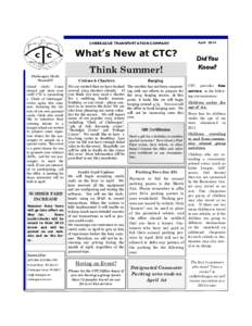 April[removed]CHEBEAGUE TRANSPORTATION COMPANY What’s New at CTC? Chebeague Chefs