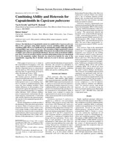 Combining Ability and Heterosis for Capsaicinoids in Capsicum pubescens