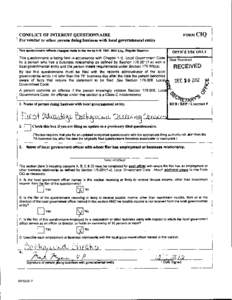 ----------------------------  CONFLICT OF INTEREST QUESTIONNAIRE : For vendor or otber person doing business witb local governmental entity  FORMCIQ