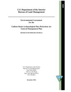 U.S. Department of the Interior Bureau of Land Management Environmental Assessment for the Galisteo Basin Archaeological Sites Protection Act