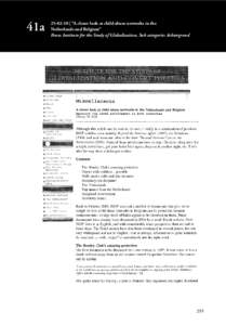 41a | “A closer look at child abuse networks in the Netherlands and Belgium” Bron: Institute for the Study of Globalization, Sub categorie: Achtergrond